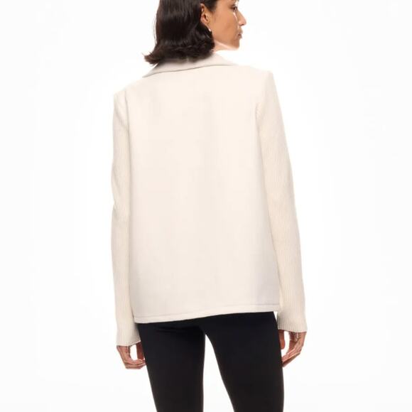 Splendid White Double Breasted Sweater Jacket SMALL Felted Boxy Career Wool $198 - Picture 4 of 10